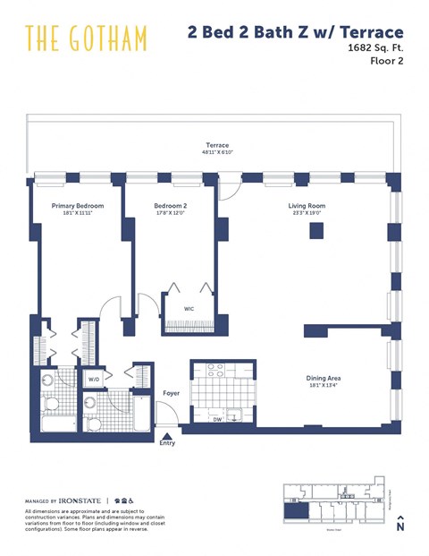 the gotham 2 bed 2 bath floor plan